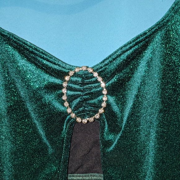 Velvet velour green dance dress - Picture 4 of 6